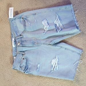 New with Tags PacSun Mens Light Wash Denim Distressed Skinny Shorts Size 31